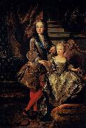 Francois de Troy Portrait of Louis XV of France with his oil on canvas
